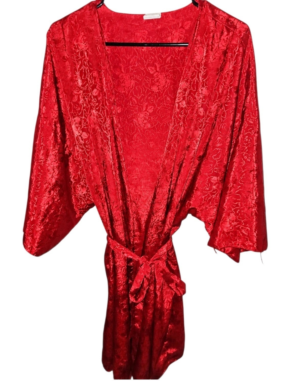 Vintage California Miss red satin robe With Floral Print Size 3XL